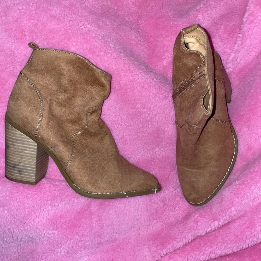 Express Tan Heeled Ankle Boots